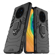 Microcase Huawei Mate 30 Pro Batman Serisi Yüzük Standlı Armor Kılıf - Siyah