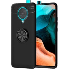 Microcase Xiaomi Redmi K30 Pro Focus Serisi Yüzük Standlı Silikon Kılıf - Siyah