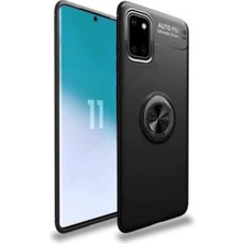 Microcase Samsung Galaxy Note 10 Lite Focus Serisi Yüzük Standlı Silikon Kılıf - Siyah