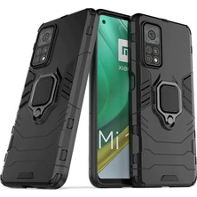 Microcase Xiaomi Mi 10T Pro Batman Serisi Yüzük Standlı Armor Kılıf - Siyah
