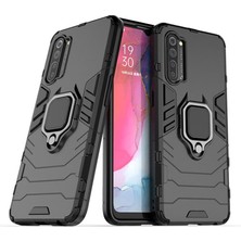 Microcase Oppo Reno 3 Batman Serisi Yüzük Standlı Armor Kılıf - Siyah