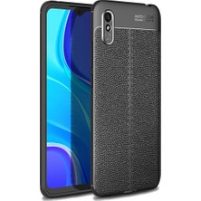 Microcase Xiaomi Redmi 9A Leather Tpu Silikon Kılıf - Siyah