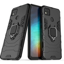 Microcase Xiaomi Redmi 9c Batman Serisi Yüzük Standlı Armor Kılıf - Siyah