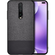 Microcase Xiaomi Redmi K30 Fabrik Serisi Kumaş ve Deri Desen Kılıf - Siyah