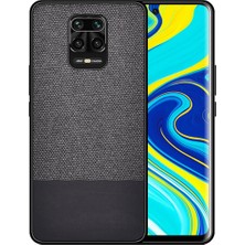 Microcase Xiaomi Redmi Note 9 Pro Fabrik Serisi Kumaş ve Deri Desen Kılıf - Siyah