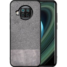 Microcase Xiaomi Mi 10T Lite Fabrik Serisi Kumaş ve Deri Desen Kılıf - Gri
