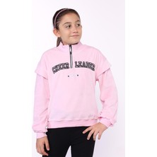 Toontoy Kids Toontoy Kız Çocuk Fermuar Detaylı Nakışlı Kadife Sweatshirt