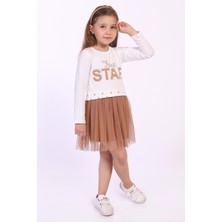 Toontoy Kids Toontoy Kız Çocuk Star Baskılı Tüllü Elbise