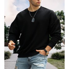 Amor Man Yuvarlak Yaka 4 Iplik Çok Kalın Tam Kışlık Pamuk Dokuma Oversize Erkek Trend Swaetshırt