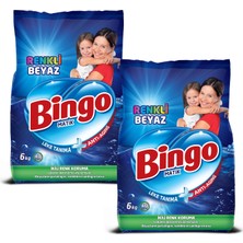 Bingo Matik Toz Çamaşır Deterjanı 6 kg Renkli-Beyaz 2'li