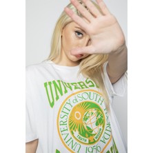 Mark Jovia Universty Baskılı T-Shirt Beyaz