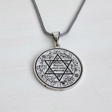 Tesbih Sepetim Hz Süleyman Mührü ve Fatiha Suresi Işlemeli 925 Ayar Gümüş Kolye