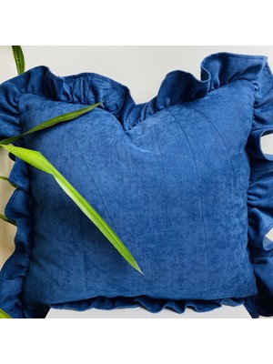 Softline Lacivert Fırfırlı Kırlent Kılıfı