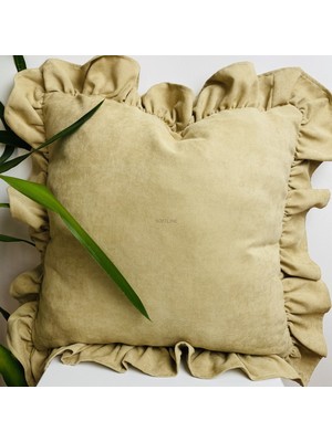 Softline Bej Fırfırlı Kırlent Kılıfı