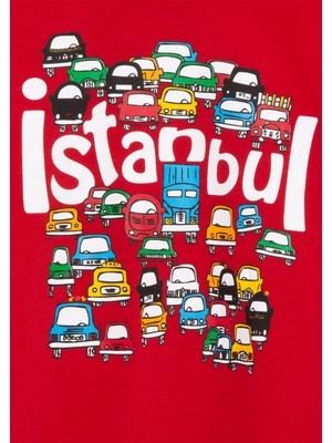 Mavi Erkek Çocuk Arabalar İstanbul Kırmızı Tişört 6605225842