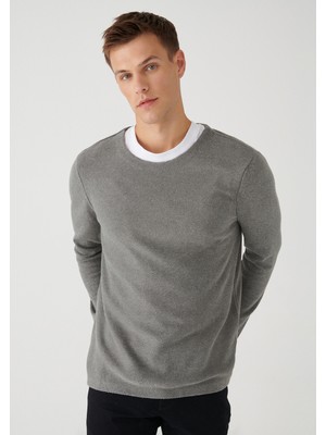 Mavi  Bisiklet Yaka Gri Kazak 070691-29816