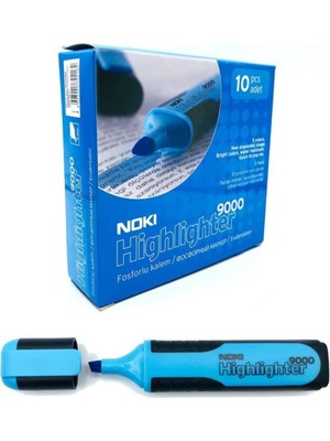 Noki 9000M Fosforlu Kalem Mavi 10 Lu (1 Paket 10 Adet)