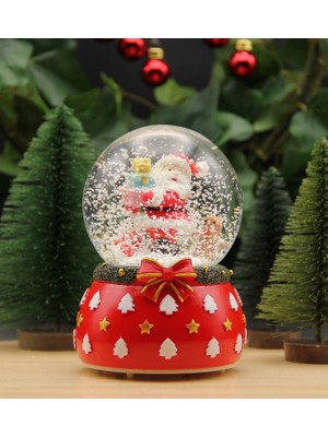 Hediye Biziz Yılbaşı Kar Küresi Noel Işıklı ve Müzikli Christmas Noel Baba Hediye Paketli