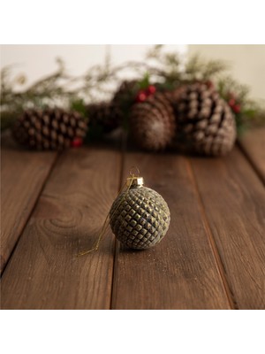 Chakra Yeşil Cam Yılbaşı Topu 6 cm Desen 2