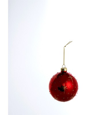 Chakra Kırmızı Cam Yılbaşı Topu 8 cm Desen 3