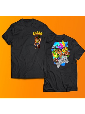 Remonz Crash Bandicoot Baskılı %100 Pamuk Oversize T-Shirt Büyük Beden Tişört