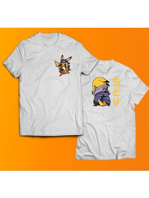 Remonz Pikachu Baskılı %100 Pamuk Oversize T-Shirt Büyük Beden Tişört