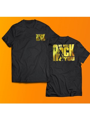 Remonz We Will Rock You Baskılı %100 Pamuk Oversize T-Shirt Büyük Beden Tişört