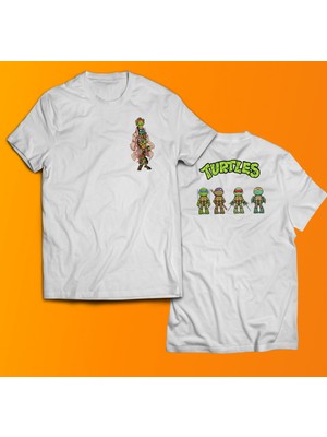 Remonz Ninja Turtles Baskılı %100 Pamuk Oversize T-Shirt Büyük Beden Tişört