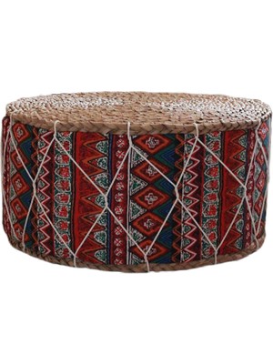 Lovoski El Yapımı Saman Futon Kat Yastık Meditasyon Yastık Tabure Pouf Bohemia Kırmızı (Yurt Dışından)