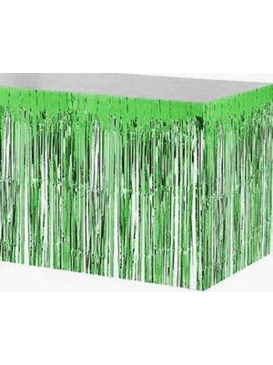 Niyet Kullan At Püsküllü Metalize Masa Eteği - Yeşil