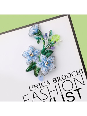 Unica Brooche Çiçek Buketi Mavi Broş