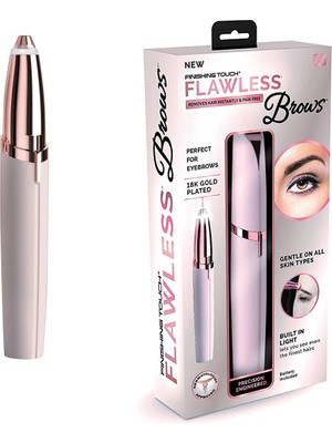 Flawless Brows Kaş Bıyık Tüy Epilasyon Aleti 18K Altın Kaplama Hassas Temizlik ve Işıklı Kullanım