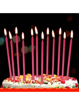 Dipak Kırmızı Renk Kalem Pasta Üstü Mum 8 Adet / 20 cm