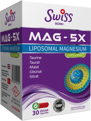 Swiss Bork Mag - 5x Liposomal Magnesium 30 Vegan Kapsül