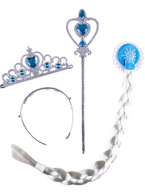 Niyet Elsa Karlar Ülkesi - Saç - Taç - Asa Set - Frozen Set