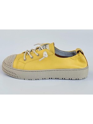Guja 21Y383 Düz Taban Büzgülü Deri Kadın Sneakers Ayakkabı
