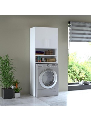 Era Home Tamamı Mdf Beyaz Banyo Dolabı Alt Üst Çamaşır Makinesi Dolap