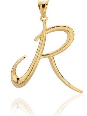 Bilezikci R Harfi Altın Kolye Ucu