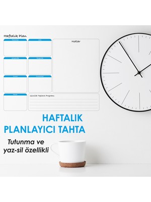 Cengo Haftalık Planlayıcı 72X60 cm Kağıt Tahta  Doldurulabilir Silgili Beyaz Tahta Kalemi