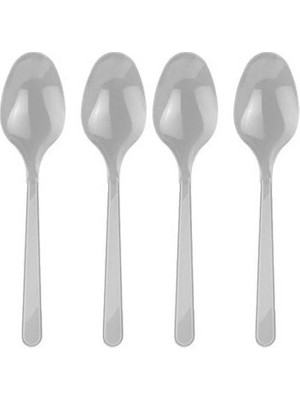 Dipak Gümüş Renk Plastik Kaşık (25 Adet)