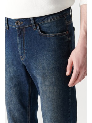 Avva Erkek Koyu Mavi Slim Fit Jean Pantolon E003537