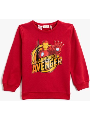 Koton Iron Man Lisanslı Baskılı Sweatshirt Avangers Uzun Kollu Pamuklu
