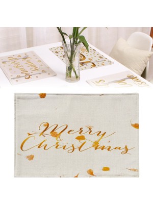 Kaneed Pamuk Keten Placemats, Şartname: Çift Katmanlı Merry Christmas Kalınlaşmak