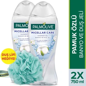 Micellar Care Pamuk Özlü Micellar Su ile Banyo ve Duş Jeli 750 ml x2 Adet+Duş Lifi