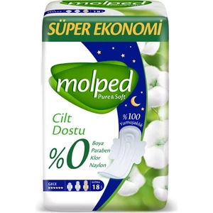  Molped Pure & Soft Süper Eko Gece 18'li  Günlük Ped