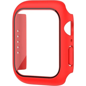 Apple Watch 7 Uyumlu 45 mm Kasa Koruyucu Ekran Koruyucu Full Body Gard Kılıf Kırmızı