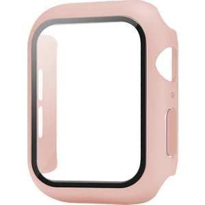 Apple Watch 7 Uyumlu 45 mm Kasa Koruyucu Ekran Koruyucu Full Body Gard Kılıf Pembe
