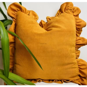 Turuncu Fırfır Detaylı Kırlent Kılıfı