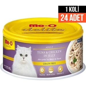 Me-O Delite Yetişkin Kediler Için Ton Balıklı & Tavuklu Kedi Konservesi - 80 G (24 Adet)