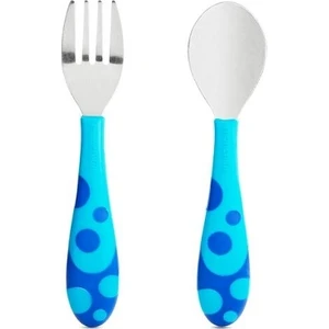Eğitici Ergonomik Çatal ve Kaşık Seti, Mavi, 2'li